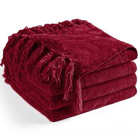 Lgb-c-l14 Long Create Chenille Throw Blanket For Couch 60 Inch X 80 Twin Soft Cozy Throws With Fringe
