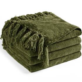 Long Create Lgb-c-s03 Chenille Throw Blanket For Couch 50 Inch X 60 Soft Cozy Throws With Fringe Tasse
