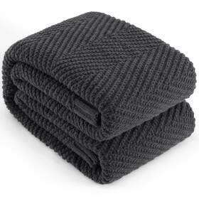 Lgb-y-l11 Long Create Knitted Throw Blanket 60 Inch X80 Dark Grey Knit Throws For Bed Super Soft Boho