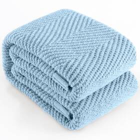 Lgb-y-l13 Long Create Knitted Throw Blanket 60 Inch X80 Light Blue Knit Throws For Bed Super Soft Boh