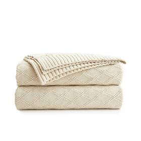 Longhui Bedding 737590639968 Large Cotton Knit Throw Blanket For Couch Sofa Bed - Home Decorativ... Fast Ship