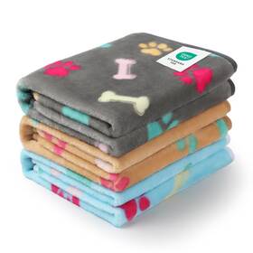 69bb1166e463c69d0a0d8630 Luciphia 1 Pack 3 Blankets Fluffy Premium Fleece Pet Blanket Flannel Paw Printed Throw