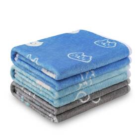 Tz-24006-cat-mix-s Luciphia 1 Pack 3 Blankets Super Soft Fluffy Premium Cute Cat Pattern Pet Blanket Flan