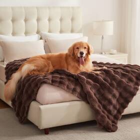Tz-991-br-l Luciphia Waterproof Pet Blanket Faux Fur Throw Blankets For Large Dogs Bed Cover Thick