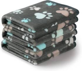 Tz-lu740-axpaw-gr-s Luciphia 1 Pack 3 Blankets Fluffy Premium Fleece Pet Blanket Flannel Paw Printed