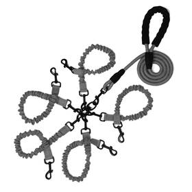 B0db5vhmpv Luck Dawn 5-way No-tangle Dog Leash For Five Dogs 3-in-1 360 Swivel Shock Absorbing
