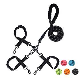 B0f8r2t175 Luck Dawn 3 Way Dog Leash No Tangle 3-in-1 360 Swivel Shock Absorbing Reflective Foam