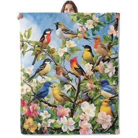 Blc028lh5051456bird65 Lugiu Colorful Bird Blanket Lightweight Comfy Cute Birds With Flowers Blankets For