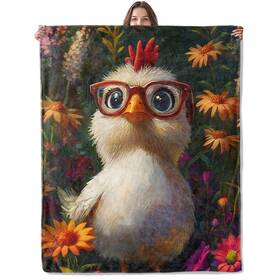 Blc028lh5051456chicken15 Lugiu Cute Chicken Blanket Lightweight Comfy Cartoon Chick With Glasses Blankets F