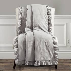 16t005462 Lush Decor Reyna Soft Ruffle Throw Blanket 50 Inch W X 60 L Light Gray - Moder