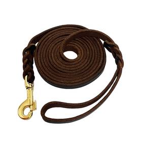 B0dys7ttnw Lwbmg Long Leather Dog Leash 30ft Heavy Duty Pet Strong Sturdy Genuine L