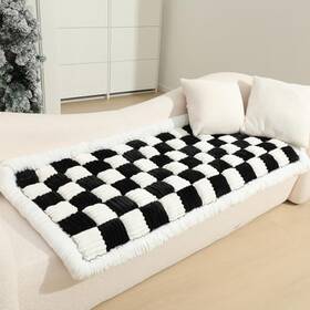Hap0257 Maasechs Pet Couch Cover Plaid Dog Bed Mat Car Seat 59.0 Inch L X 28.0 W 1.6 Th Black White