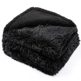 M1-cmkhei-xs Maidewow Fluffy Long Faux Fur Throw Blankets For Couch Black Calming Pet Blanket S