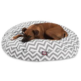 78899551027 Majestic Pet Gray Chevron Large Round Indoor Outdoor Dog Bed With Removable Washable C
