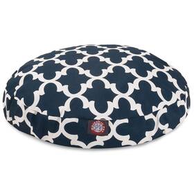 78899551081 Majestic Pet Navy Trellis Large Round Indoor Outdoor Dog Bed With Removable Washable C