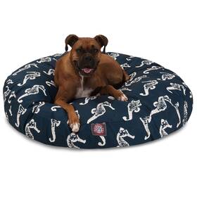 78899551091 Majestic Pet Navy Sea Horse Large Round Indoor Outdoor Dog Bed With Removable Washable