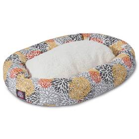 78899554308 Majestic Pet 32 Inch Citrus Blooms Sherpa Bagel Bed