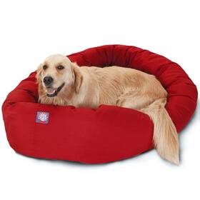 Majestic Pet 922297691917 Poly/cotton Bagel Bed For Dogs Calming Dog Washable Large Red