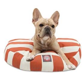 78899550617 Majestic Pet Products Stripe Round Bed For Dogs Removable Cover Burnt Orange Small