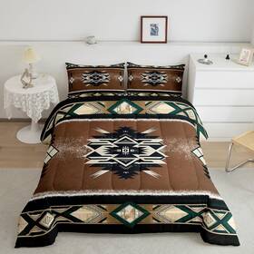 Cyjs11507zc-bz Manfei Usq Tribal Aztec Comforter Set Queen Size Native American Quilt With