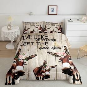 Cyjs9229zc-bz Manfei Usk Donkey Comforter Set King Size Floral Animal Theme Quilt With 2 P