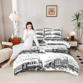 Tyts10200zc-bz Manfei Usf Train Comforter Set - Full Size Retro Steam Locomotive Down