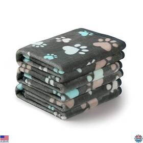 B09g2nnjzc Martha Stewart Fluffy Fleece Pet Blanket Paw Print Throw For Dog Cat 30x20ftft Grey