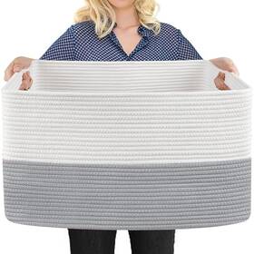 Mgcfx60018 Megasket Extra Large Laundry Basket Rectangle Woven Cotton Rope Storage Bask