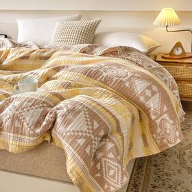 Meju 717352698839 Yellow Boho Indian Retro Southwest Muslin All Season Blanket For Bed Sof
