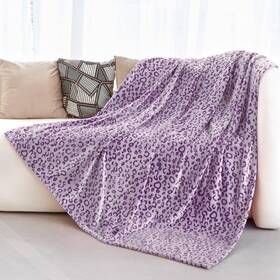 Miboi 648564290606 Purple Leopard Print Blanket Warm Lightweight Blankets Soft Th