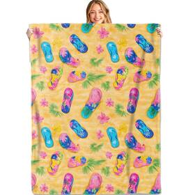 456gybh274 Miepos Flip-flop Summer Fun Throw Blanket 50x60in Soft Lightweight Flannel Palm Leav