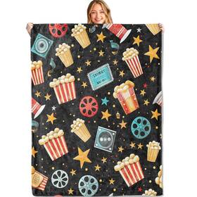 56rfg4bzr4y126 Miepos Popcorn Film Reels And Star Throw Blanket - 60x80in Ultra Soft Cozy Lightwe