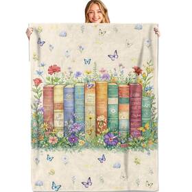 Miepos Xs006bl60122y037 Vintage Book Wildflower Throw Blanket 50x60in Soft Lightweight Flannel Cot