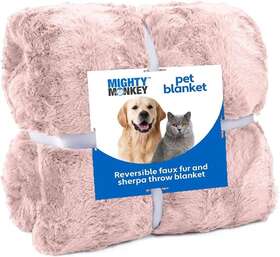 Mighty 840029635834 Monkey Pet Blanket 24x32 Soft Reversible Sherpa Cat And Dog Ma