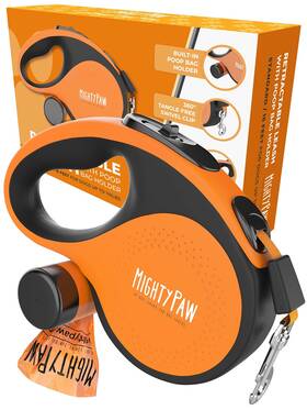 B0bnkzbj8q Mighty Paw 16ft Ret Retractable Dog Leash With Poop Bag Holder Med-lg Pets