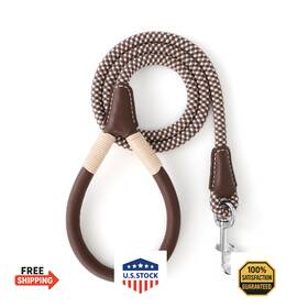 B0dshzrf83 Mile High Life Genuine Leather Handle Dog Leash Heavy Duty Clasp 5ft Rope