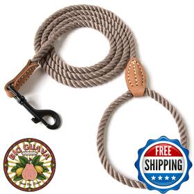 B0f1s329sb Mile High Life Dog Leash Braided Cotton Rope Leather Tip Heavy Duty Metal Clasp