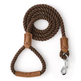 B0f4qttkj8 Mile High Life Dog Leash - 4ft Braided Cotton Rope Leather Handle Heavy Duty