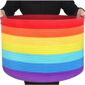 Md-p-082 Mintwood Design Extra Large 22 X 14 Inch Rainbow Blanket Basket For Colorful