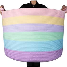 Md-p-130 Mintwood Design Xxxxlarge 22 X 16in Decorative Woven Cotton Rope Blanket Stor