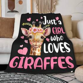 Mokukenren 402823443882 Just A Girl Who Loves Giraffes Blanket Lightweight Cozy Flannel Fleece Throw