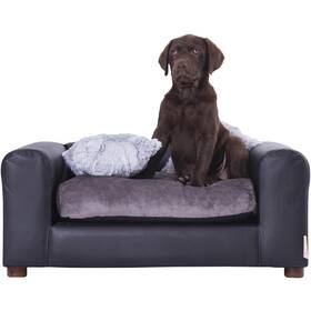 Let109m2 Moots Premium Leatherette Pets Sofa Black/charcoal Small Medium/small