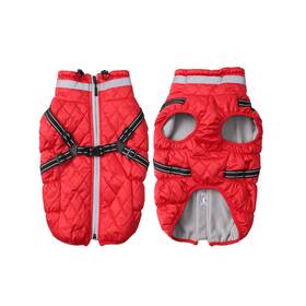 231004-mz-1422-red-l Morezi Dog Coat With Harness Winter Water Resistant Fleece Padded... Fast Ship