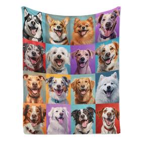 Naniopick 736235829634 Happy Dogs Print Throw Blanket 350 Gsm Puppy Gifts For Kids Bab