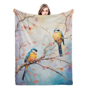 Naniopick 736235829955 Birds Throw Blanket 350 Gsm - Tree Branches Flannel For Mom Dad Forest Print