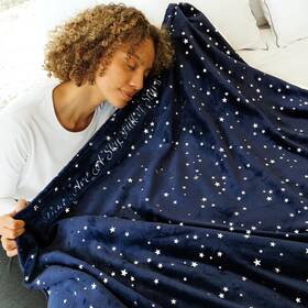 Star6580ny Nanpiper Nbp El Fleece Blankets Soft Fuzzy Star Foil Print Throw Embroidered Letter