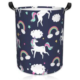N1e2d-lb6m1-b09 Naqiuli Laundry Basket Unicorns And Rainbows Hamper Large Stor