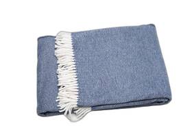 Navy Blue Mini Dot Fringed Throw Blanket 606114636205