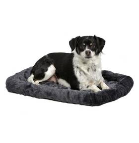 B40224-gy New World Dog Bed Gray Faux Fur Bolster Ultra-soft And Machine Washable