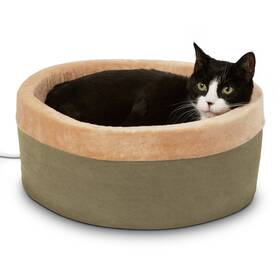 100213063 No Thermo-kitty Bed Indoor Heated Cat Sage/tan Small 16 Inches